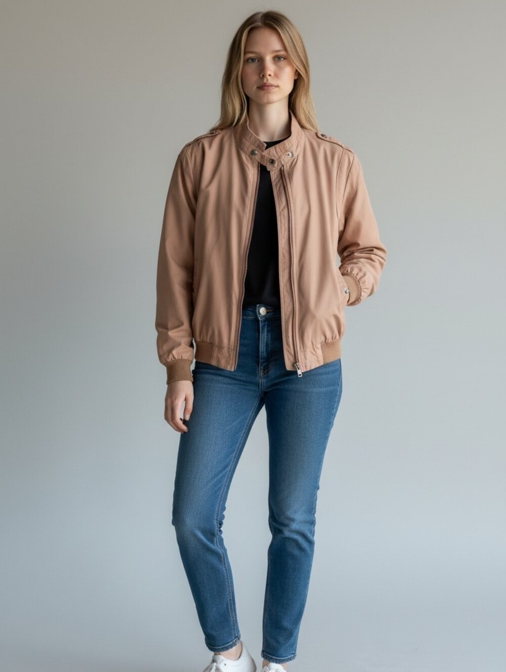 Vintage 90s London-Fog Blouson Jacket Medium Dusty Rose Racer Bomber Size 12